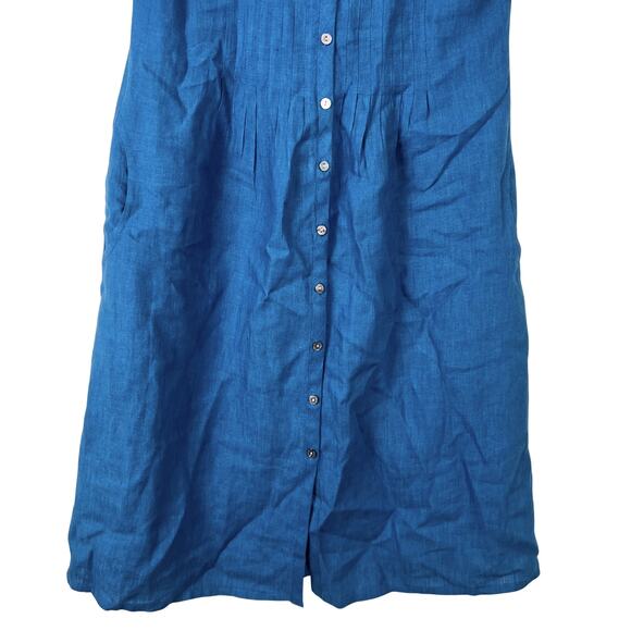 Poetry Blue Linen Button Front Dress Size US 2 - Picture 4 of 7